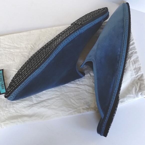 Piedaterre Dandy Azzurro Adriatico NEW Velvet Italian Hand Stitch Slipper 45/12